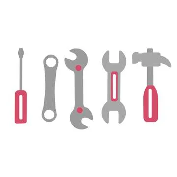 Tool kit for car on white background. Vector illustration. EPS 10. Stock Illustration