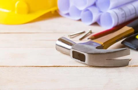 Tool kit construction planning Stock Photos