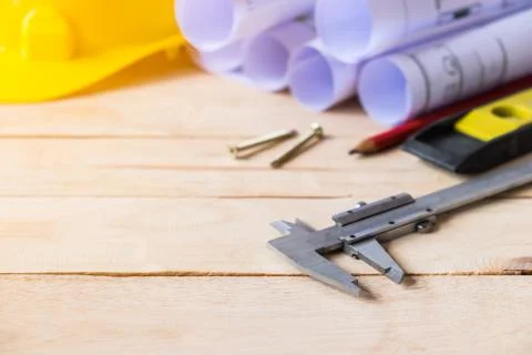 Tool kit construction planning Stock Photos