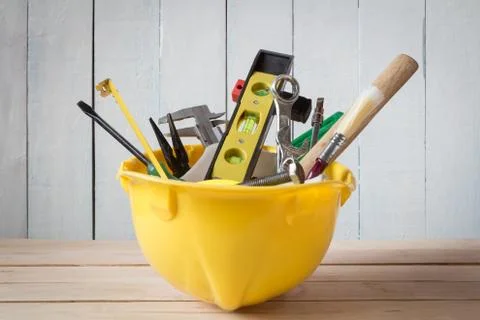 Tool kit construction planning Stock Photos
