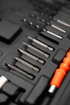 Tool Kit With Drill Bits and Screwdrivers Stock Photos