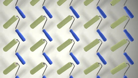 The tool kit includes a paint roller. The pattern. Rotation. Realistic animation Video stock 152927486