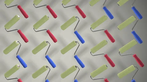 The tool kit includes a paint roller. The pattern. Rotation. Realistic animation Stock Footage 152928193