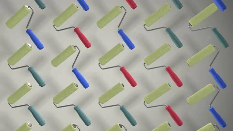 The tool kit includes a paint roller. The pattern. Rotation. Realistic animation Stock Footage 152928629