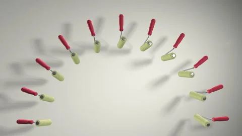 The tool kit includes a paint roller. The pattern. Rotation. Realistic animation Stock Footage 152929655