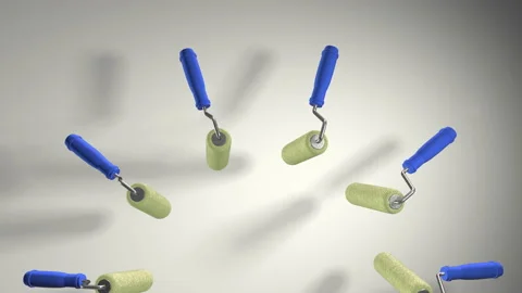 The tool kit includes a paint roller. The pattern. Rotation. Realistic animation Video stock 152930005