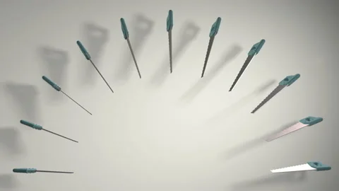 The tool kit includes a saw. Rotation. Realistic animation. Shop, Maintenance, R Stock Footage 152928780