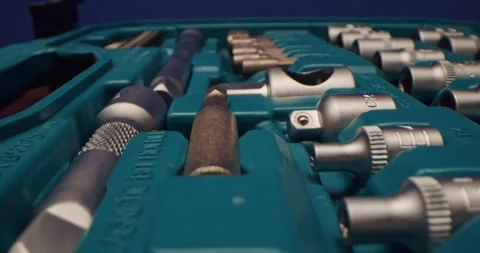This tool kit includes a socket and bit set for versatile applications and Stock Footage 297952477