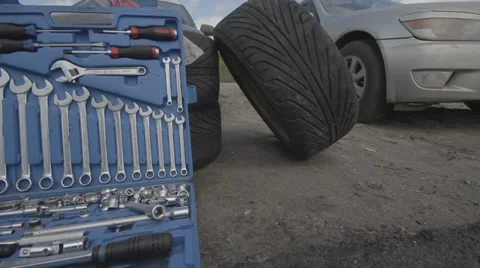 Tool kit for tire service Stock Footage 39622510