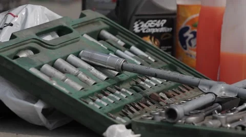 Tool kit for tire service Stock Footage 40764492