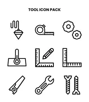 Tool Line Bundle Icons Pack Stock Illustration