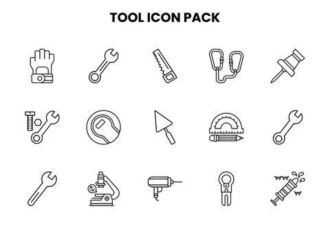 Tool Line Graphics Icons Pack Stock Illustration