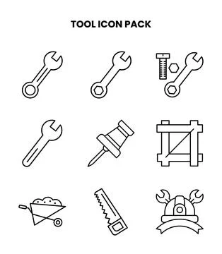 Tool Line Graphics Icons Pack Stock Illustration
