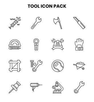 Tool Line Icons Pack Stock Illustration