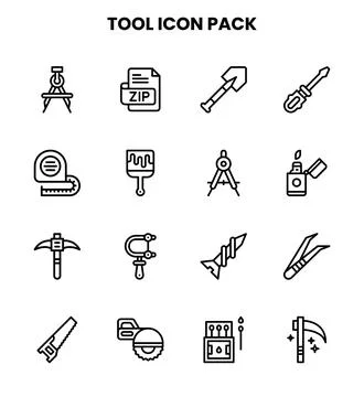 Tool Line Scalable Icons Pack Stock Illustration
