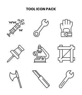 Tool Line UI Icons Pack Stock Illustration