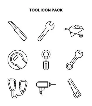 Tool Line UI Icons Pack Stock Illustration