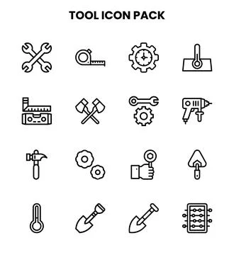 Tool Line Vector Icons Pack Stock Illustration