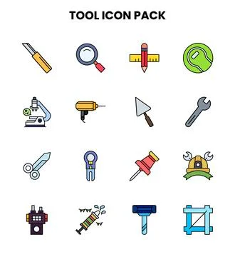 Tool Lineal Color Vector Icons Pack Stock Illustration