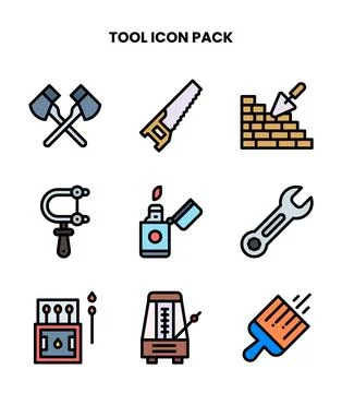 Tool Lineal Color Vector Icons Pack Stock Illustration