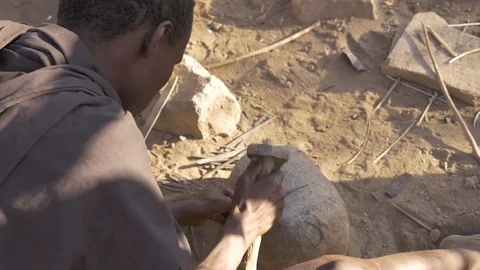 Tool Making in slow motion Stock Footage 130090518