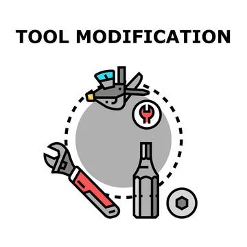 Tool modification concept with various instrument adjusting Ilustração Stock