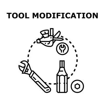 Tool modification concept with various instrument adjusting Stock Illustration