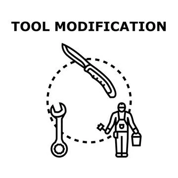 Tool modification process with specialized repair equipment Stock Illustration