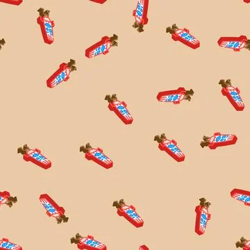 Tool pen character isometric icon seamless pattern Stock Illustration