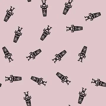 Tool pen character line vector seamless pattern Stock Illustration