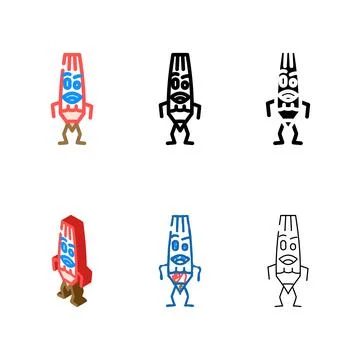 Tool pen simplified character color icon vector Stock Illustration