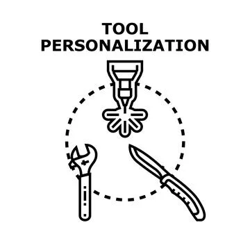 Tool personalization process creating custom and unique equipment Stock Illustration