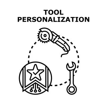 Tool personalization providing customization and quality services Stock Illustration