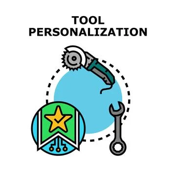 Tool personalization providing customization and quality services Stock Illustration