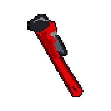 Tool pipe wrench pixel art vector illustration Stock Illustration