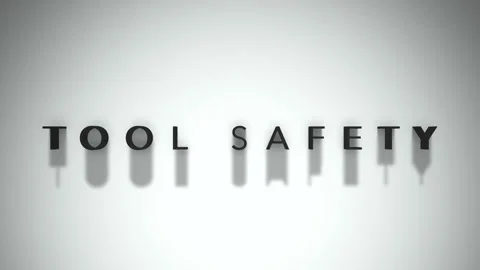 Tool safety title matte black writing over a white background Stock Footage 301837800