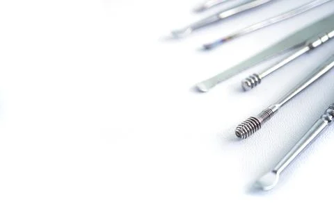 Tool set for cleaning ears isolated on a white background. Stock Photos