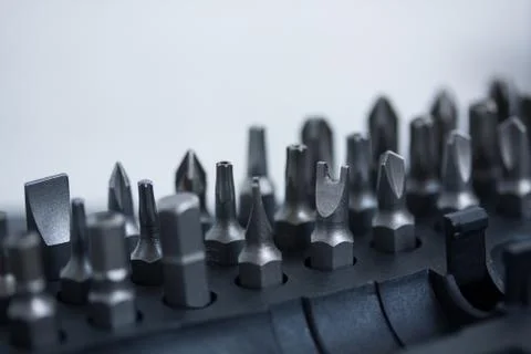 Tool set with different nozzles macro Stock Photos