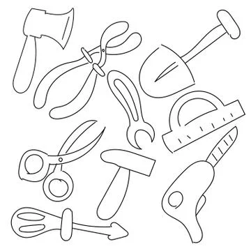 Tool Set Hand Draw Stock Illustration