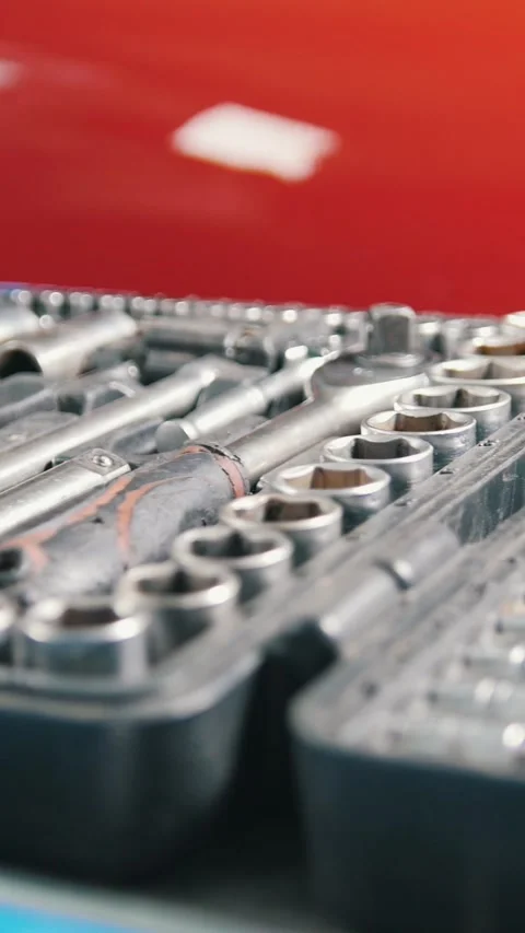 Tool set in open suitcase Stock Footage 336307396