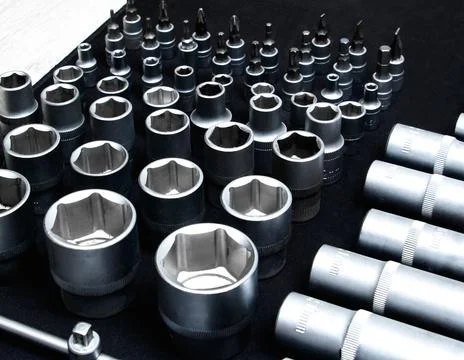 Tool set, socket heads close-up 写真素材