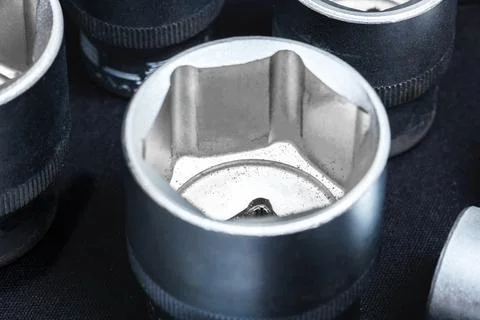 Tool set, socket heads close-up Stock Photos