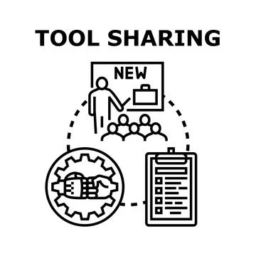 Tool sharing concept for collaborative business education Stock Illustration