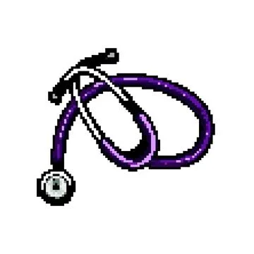 Tool stethoscope pixel art vector illustration Stock Illustration