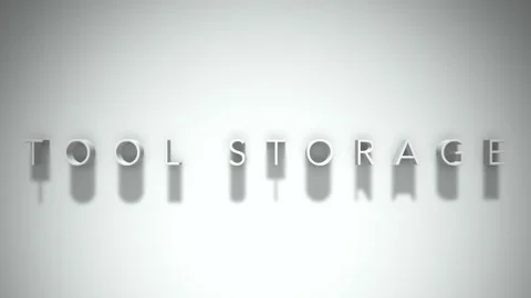 Tool storage 3D title animation white text on a white background Stock Footage 299428531