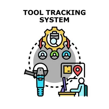 Tool tracking system managing equipment and personnel Stock Illustration