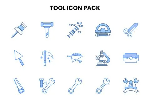 Tool Two Colour Bundle Icons Pack Stock Illustration
