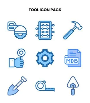 Tool Two Colour Bundle Icons Pack Stock Illustration