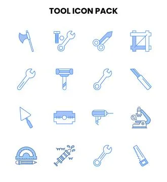 Tool Two Colour Vector Icons Pack Stock Illustration