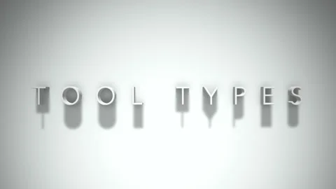 Tool types 3D title animation with shadows on a white background Stock Footage 297382668